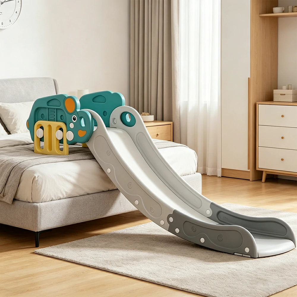LIVARA Mammoth Shape Kids Indoor Slide with Adjustable Handrail and Anti-slip Design for Bedroom Living Room and Kids Room