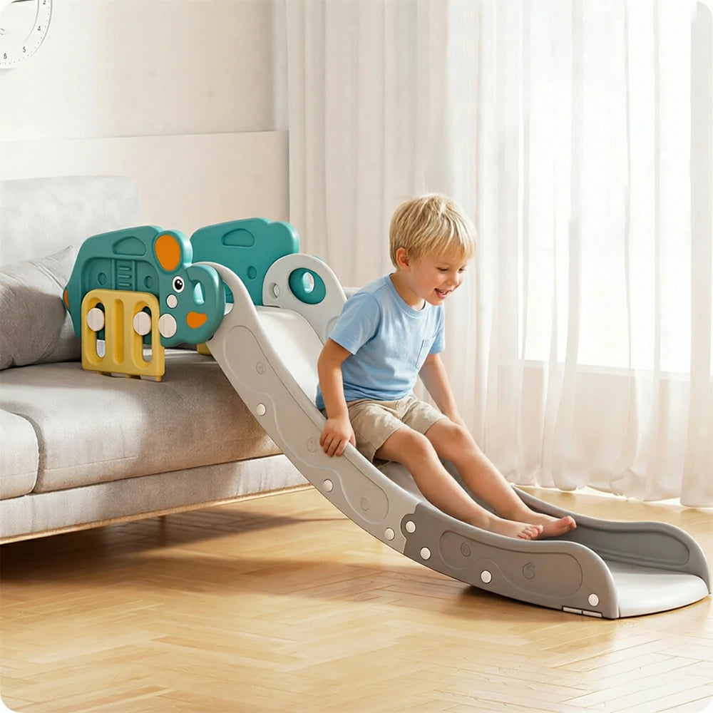 LIVARA Mammoth Shape Kids Indoor Slide with Adjustable Handrail and Anti-slip Design for Bedroom Living Room and Kids Room