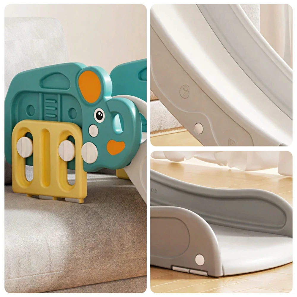 LIVARA Mammoth Shape Kids Indoor Slide with Adjustable Handrail and Anti-slip Design for Bedroom Living Room and Kids Room