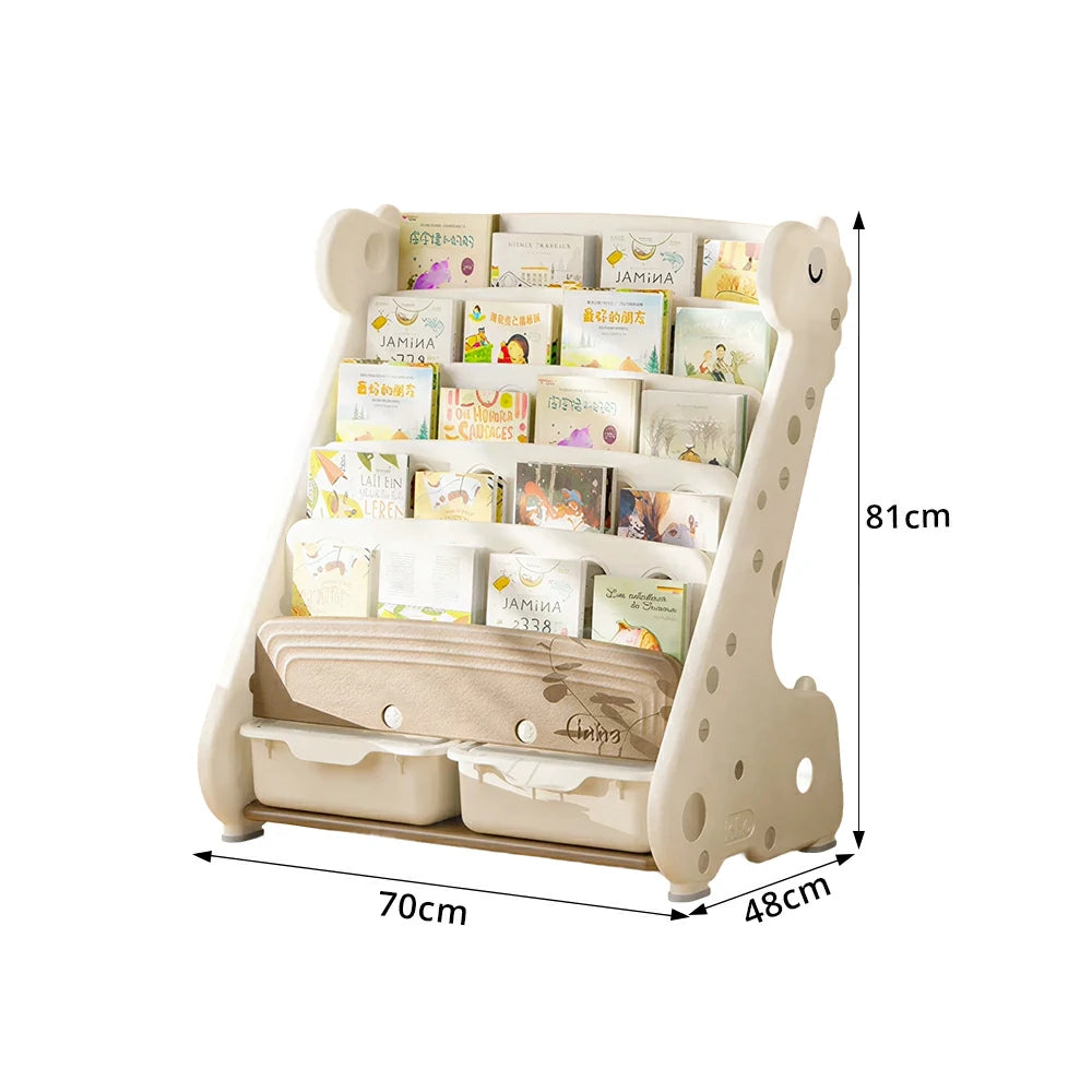 LIVARA Kids Book and Toy Storage Cabinet with Open Shelves and Storage Boxes for Kids Room and Learning Space