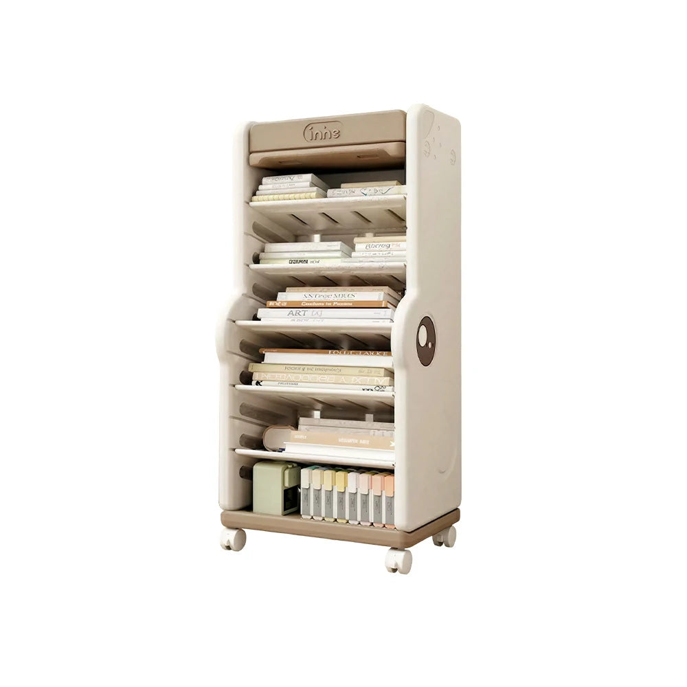 LIVARA Desk Side Storage Rack with Adjustable Shelves and Wheels for Study Room Learning Area and Office