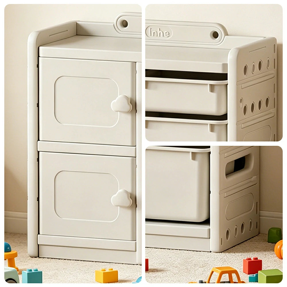 LIVARA Kids Storage Cabinet with Open Storage and Drawer Boxes 73x33x67cm for Kids Room and Playroom