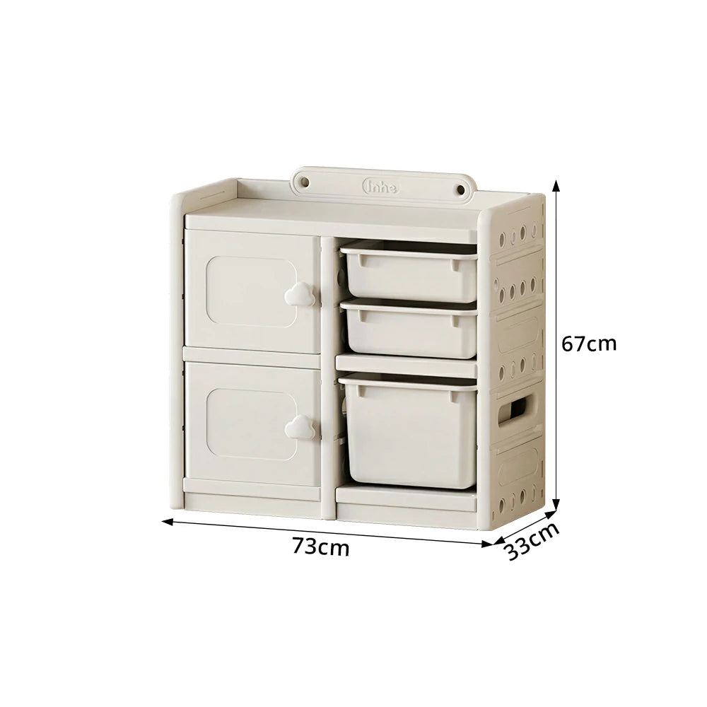 LIVARA Kids Storage Cabinet with Open Storage and Drawer Boxes 73x33x67cm for Kids Room and Playroom