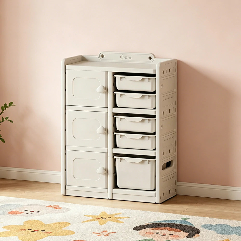 LIVARA Kids Storage Cabinet with Open Storage and Drawer Boxes 73x33x94cm for Kids Room and Playroom