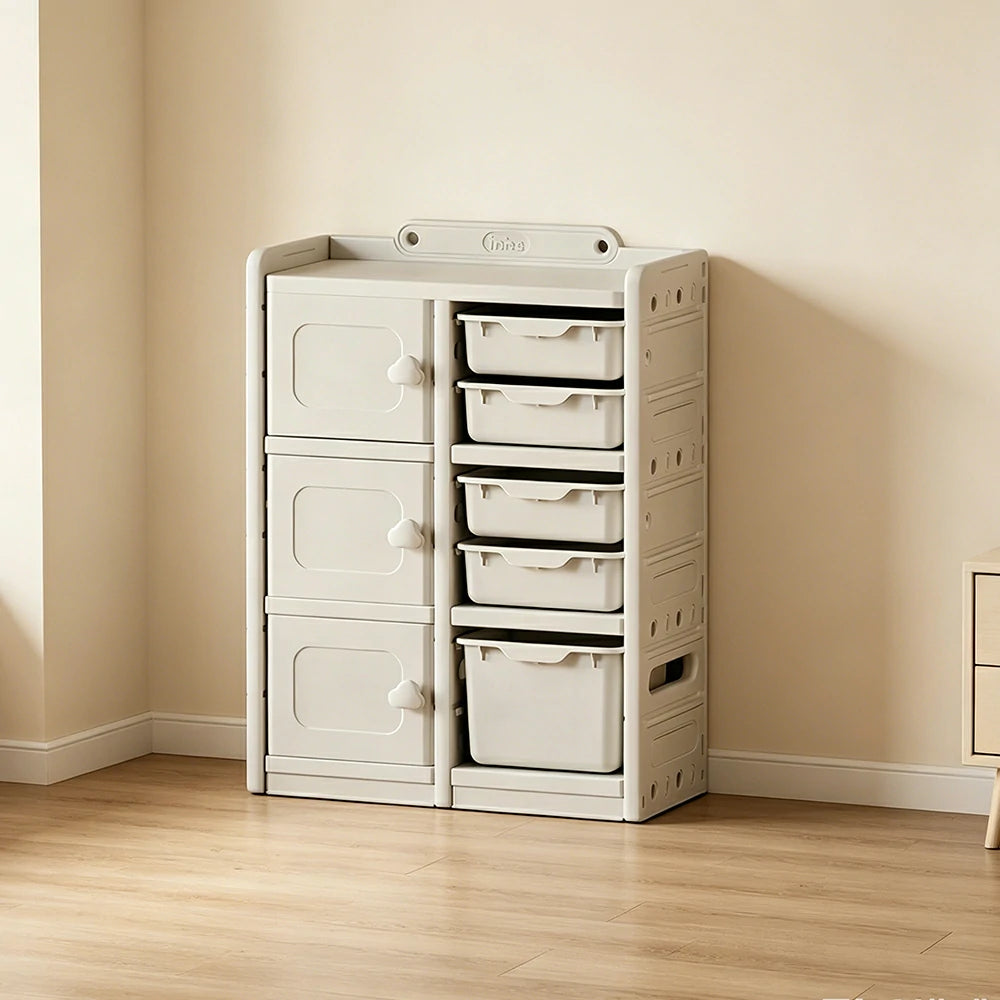 LIVARA Kids Storage Cabinet with Open Storage and Drawer Boxes 73x33x94cm for Kids Room and Playroom