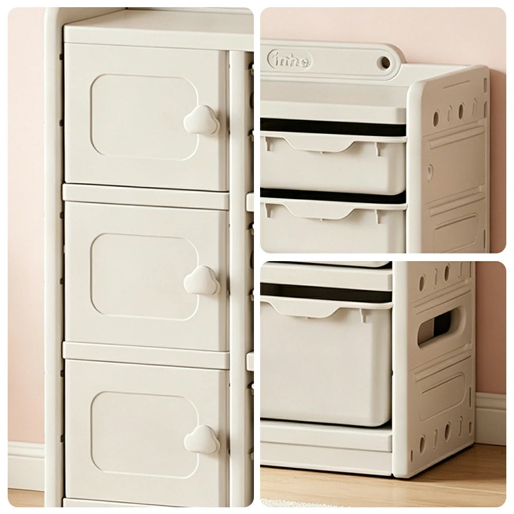 LIVARA Kids Storage Cabinet with Open Storage and Drawer Boxes 73x33x94cm for Kids Room and Playroom