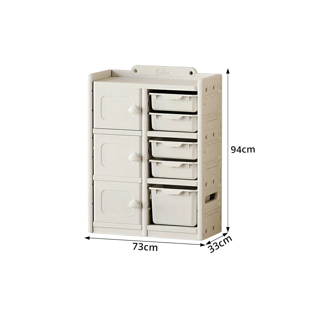 LIVARA Kids Storage Cabinet with Open Storage and Drawer Boxes 73x33x94cm for Kids Room and Playroom