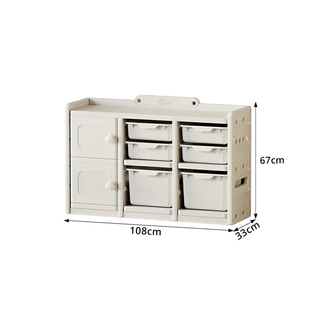 LIVARA Kids Storage Cabinet with Open Storage and Drawer Boxes 108x33x67cm for Kids Room and Playroom