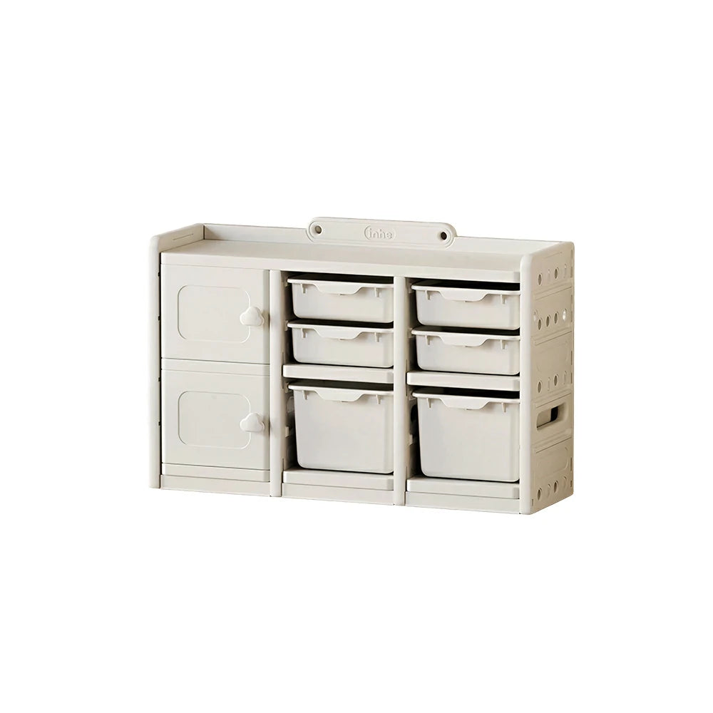 LIVARA Kids Storage Cabinet with Open Storage and Drawer Boxes 108x33x67cm for Kids Room and Playroom