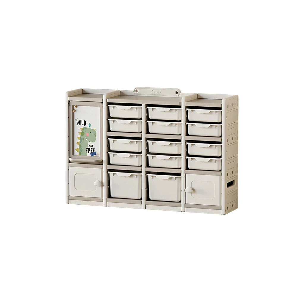 LIVARA Kids Storage Cabinet with Open Storage and Drawer Boxes 141x33x94cm for Kids Room and Playroom