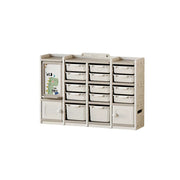 LIVARA Kids Storage Cabinet with Open Storage and Drawer Boxes 141x33x94cm for Kids Room and Playroom