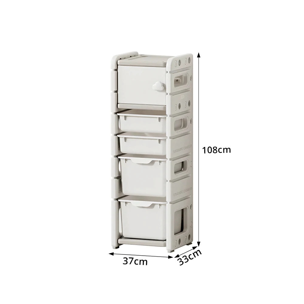 LIVARA Kids Storage Cabinet with Open Storage and Drawer Boxes 37x33x108cm for Kids Room and Playroom