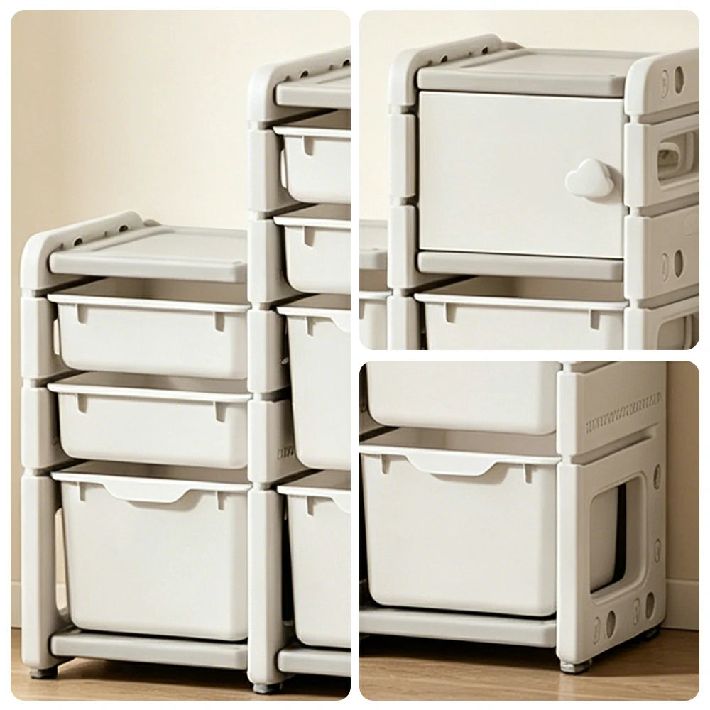 LIVARA Kids Storage Cabinet with Open Storage and Drawer Boxes 102x33x108cm for Kids Room and Playroom