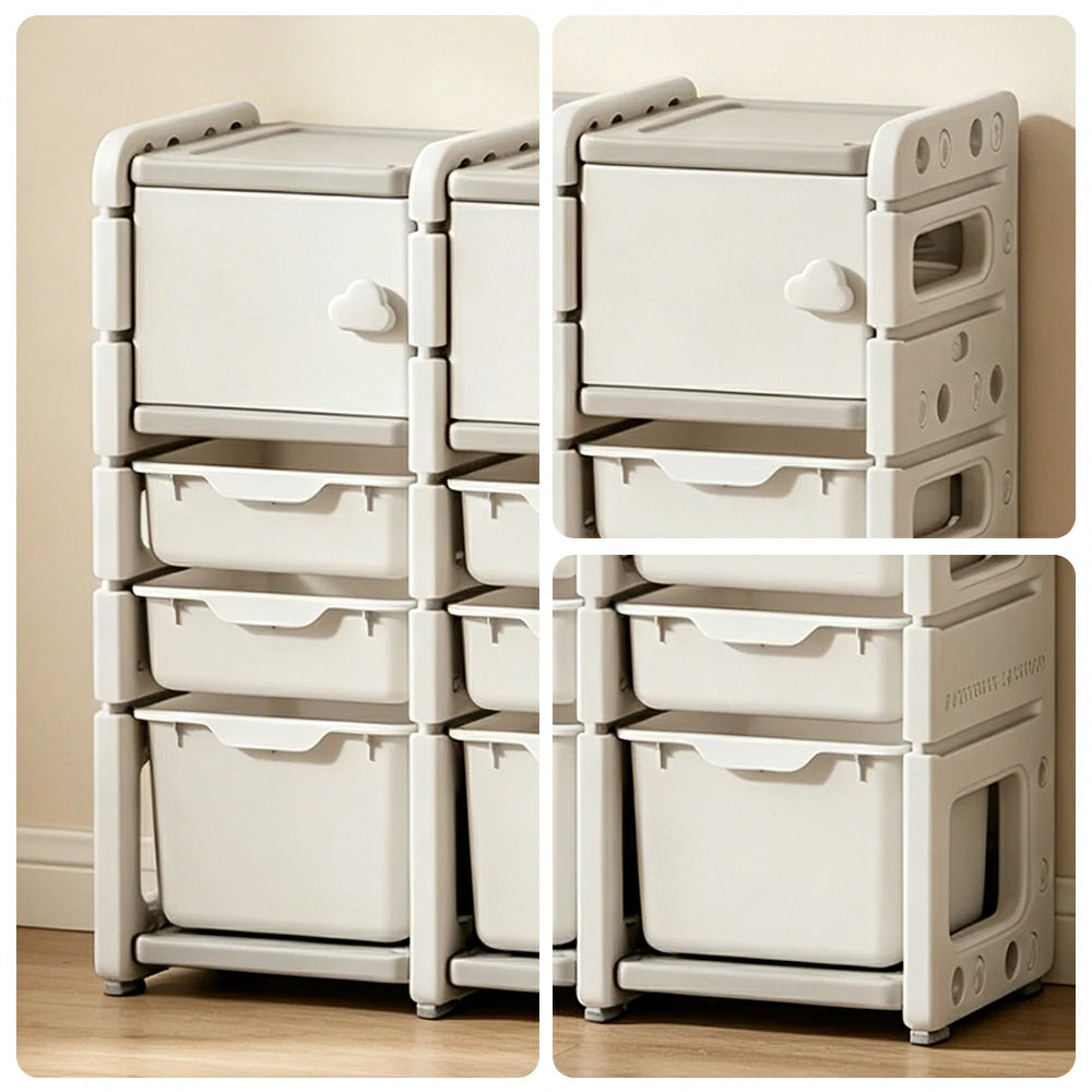 LIVARA Kids Storage Cabinet with Open Storage and Drawer Boxes 102x33x84cm for Kids Room and Playroom