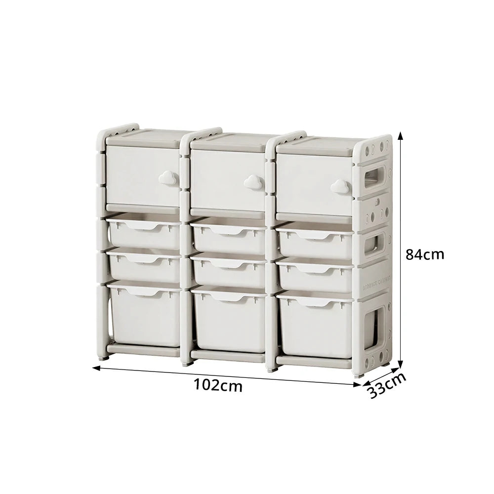 LIVARA Kids Storage Cabinet with Open Storage and Drawer Boxes 102x33x84cm for Kids Room and Playroom