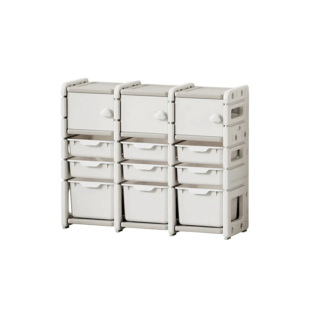 LIVARA Kids Storage Cabinet with Open Storage and Drawer Boxes 102x33x84cm for Kids Room and Playroom