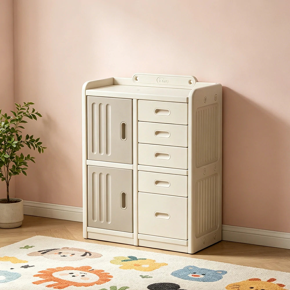 LIVARA Kids Storage Cabinet with Large Capacity Storage and Feeding Platform for Kids Room Living Room and Nursery