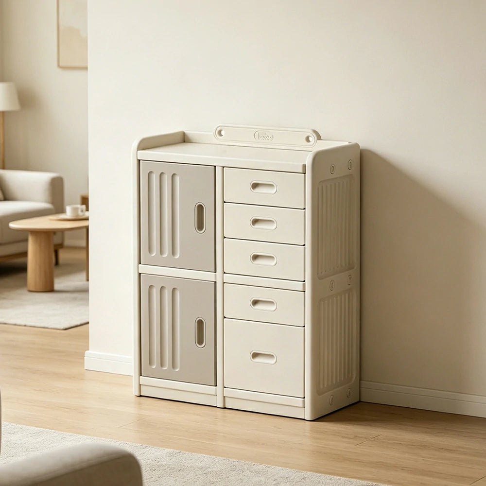 LIVARA Kids Storage Cabinet with Large Capacity Storage and Feeding Platform for Kids Room Living Room and Nursery