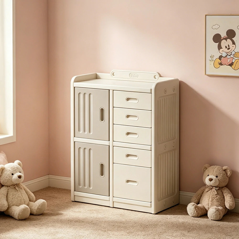 LIVARA Kids Storage Cabinet with Large Capacity Storage and Feeding Platform for Kids Room Living Room and Nursery