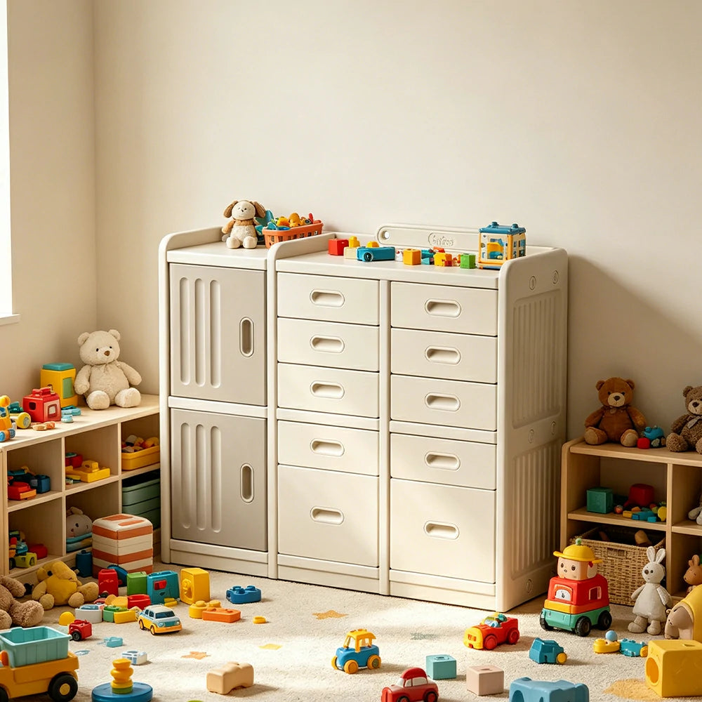 LIVARA Kids Toy Storage Cabinet with Adjustable Shelves and Multi-layer Storage for Kids Room and Playroom