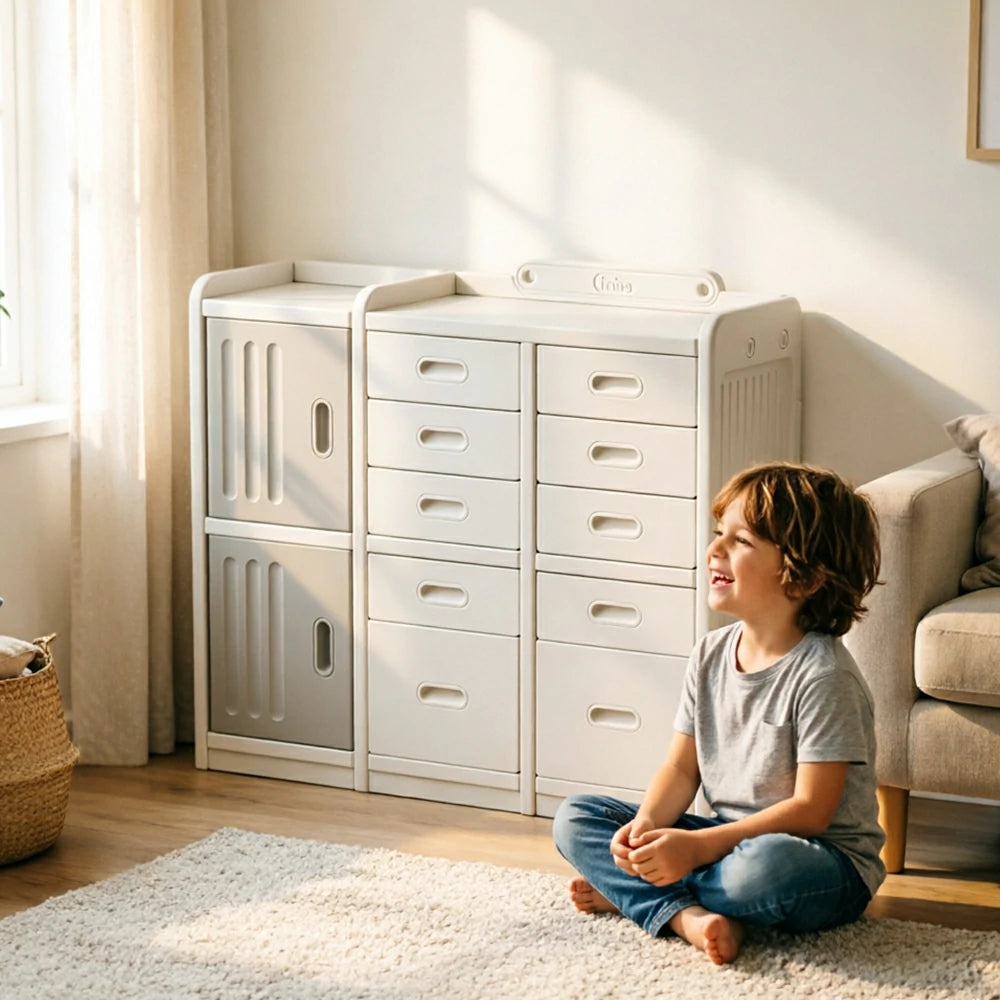LIVARA Kids Toy Storage Cabinet with Adjustable Shelves and Multi-layer Storage for Kids Room and Playroom