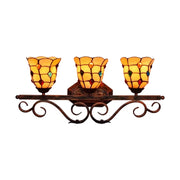 LIVARA European Vintage Colorful Bead 3-Light Wall Light Stained Glass Handcrafted Iron Frame 63cm Living Room Bedroom Dining