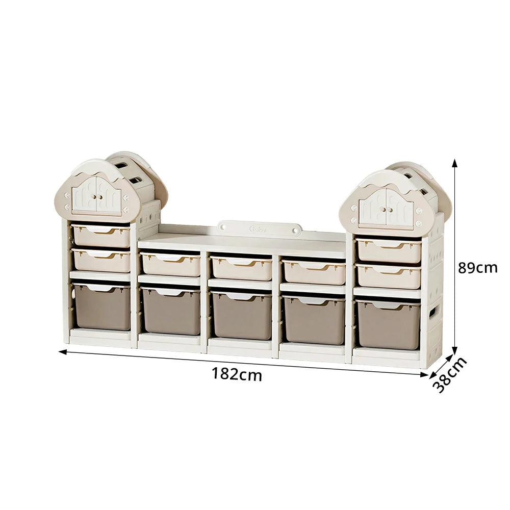 LIVARA Kids Storage Cabinet with Food-Grade PE and Play House Design 182cm for Kids Room and Playroom