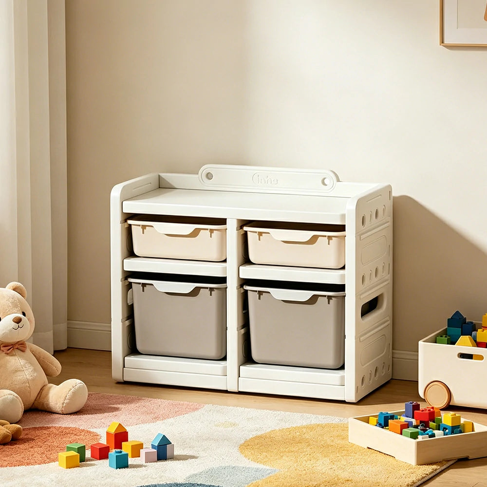LIVARA Kids Storage Cabinet with Food-Grade PE and Play House Design 74cm for Kids Room and Playroom