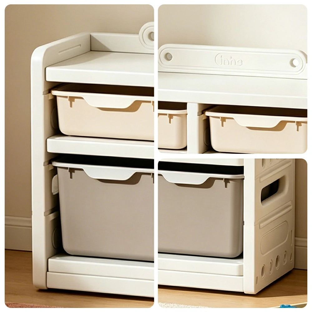 LIVARA Kids Storage Cabinet with Food-Grade PE and Play House Design 74cm for Kids Room and Playroom
