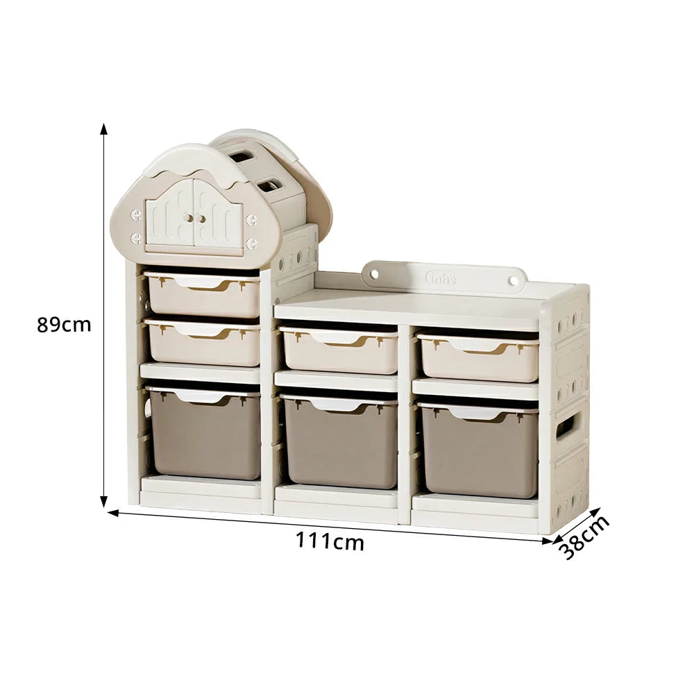 LIVARA Kids Storage Cabinet with Food-Grade PE and Play House Design 111cm for Kids Room and Playroom