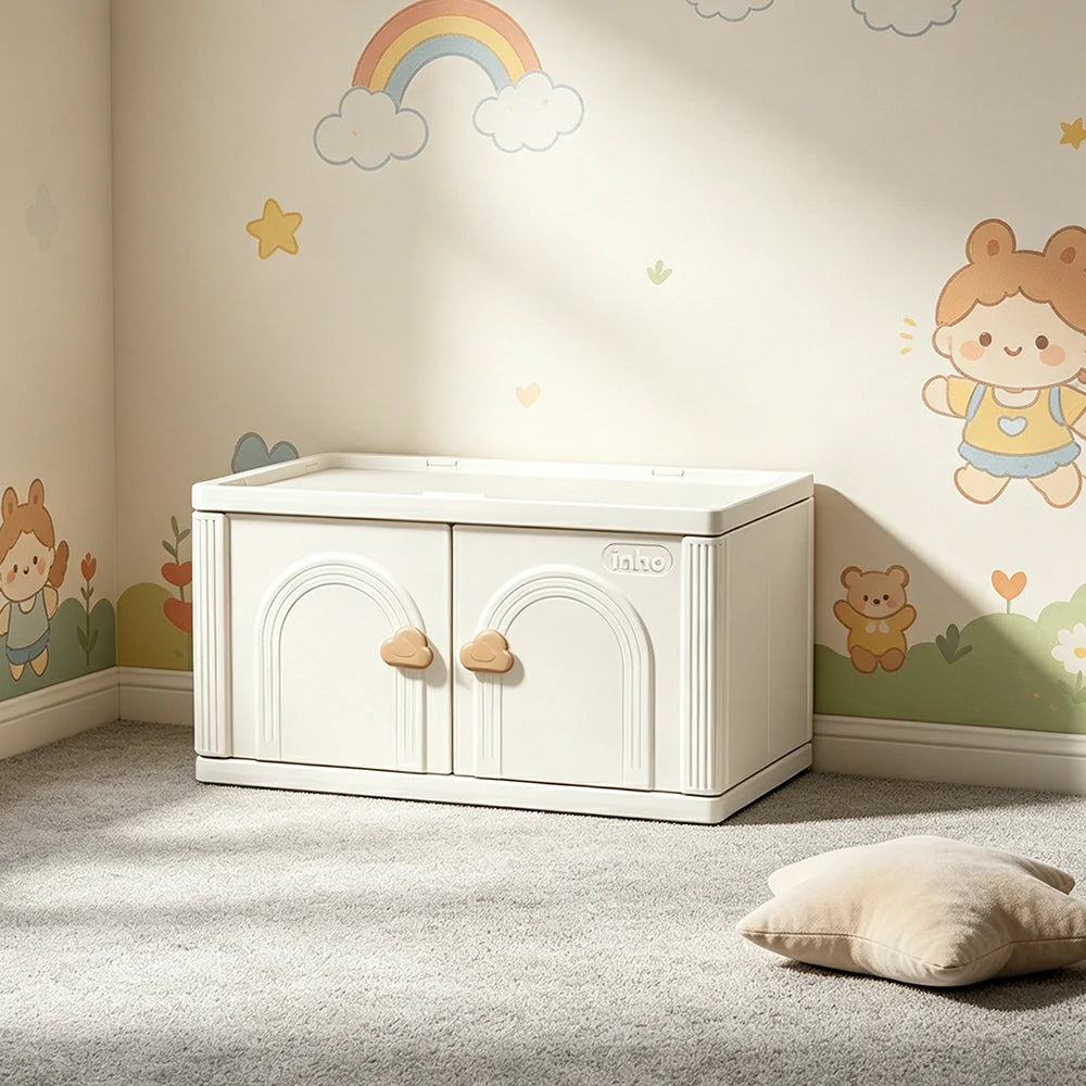 LIVARA Kids Storage Cabinet with Hanging Space and Feeding Platform for Kids Room Living Room and Nursery