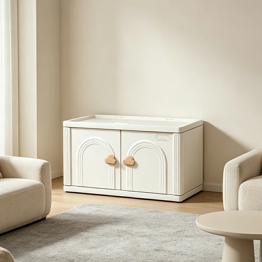 LIVARA Kids Storage Cabinet with Hanging Space and Feeding Platform for Kids Room Living Room and Nursery