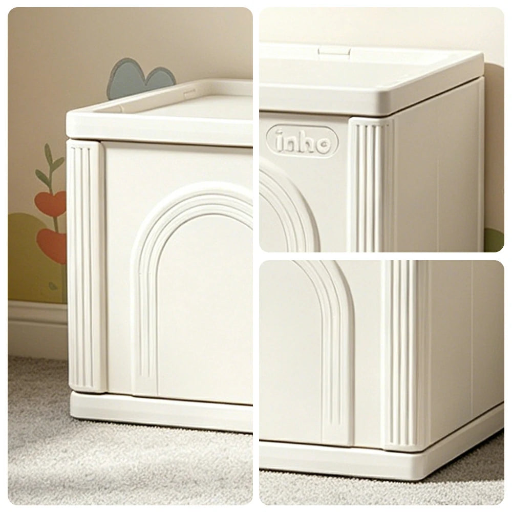 LIVARA Kids Storage Cabinet with Hanging Space and Feeding Platform for Kids Room Living Room and Nursery