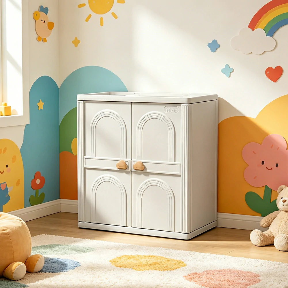 LIVARA Kids Nursery Storage Cabinet with Food-Grade PE and Top Shelf for Kids Room and Home Storage