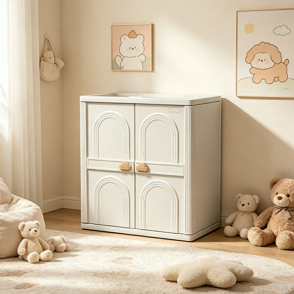 LIVARA Kids Nursery Storage Cabinet with Food-Grade PE and Top Shelf for Kids Room and Home Storage