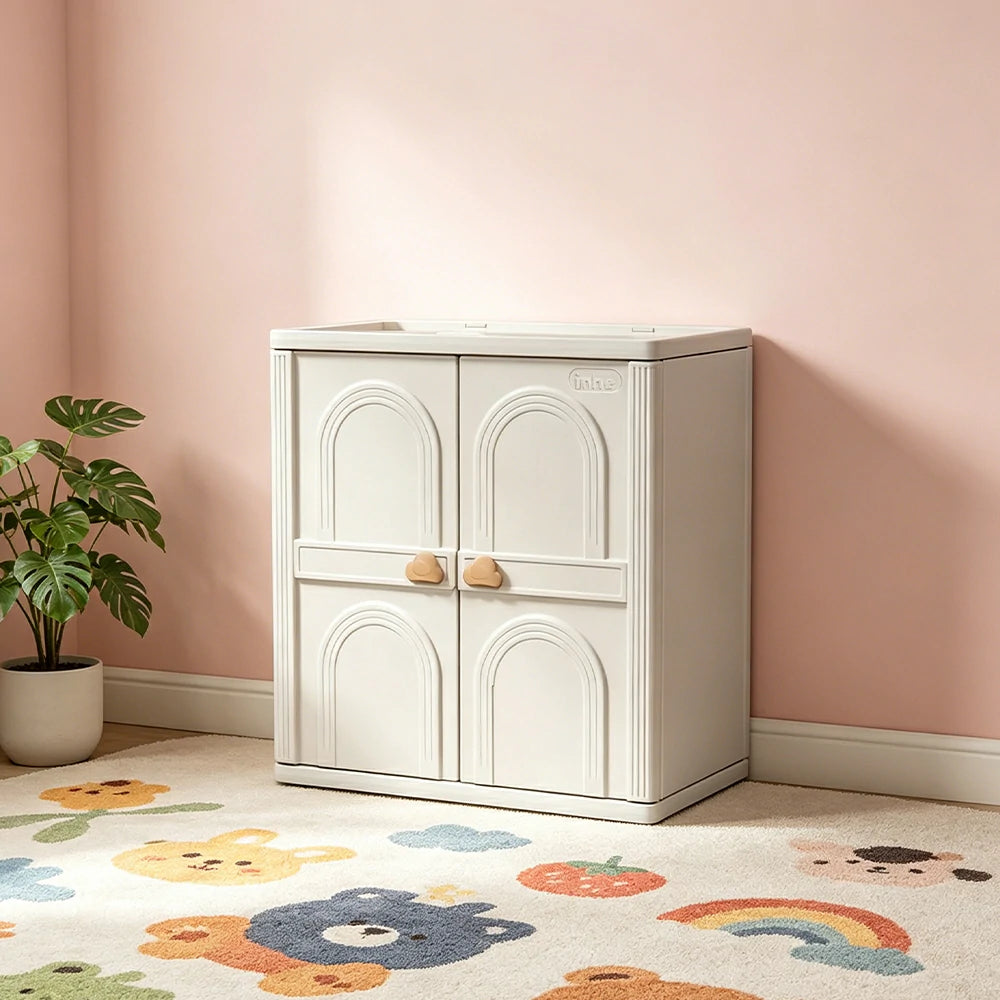 LIVARA Kids Nursery Storage Cabinet with Food-Grade PE and Top Shelf for Kids Room and Home Storage