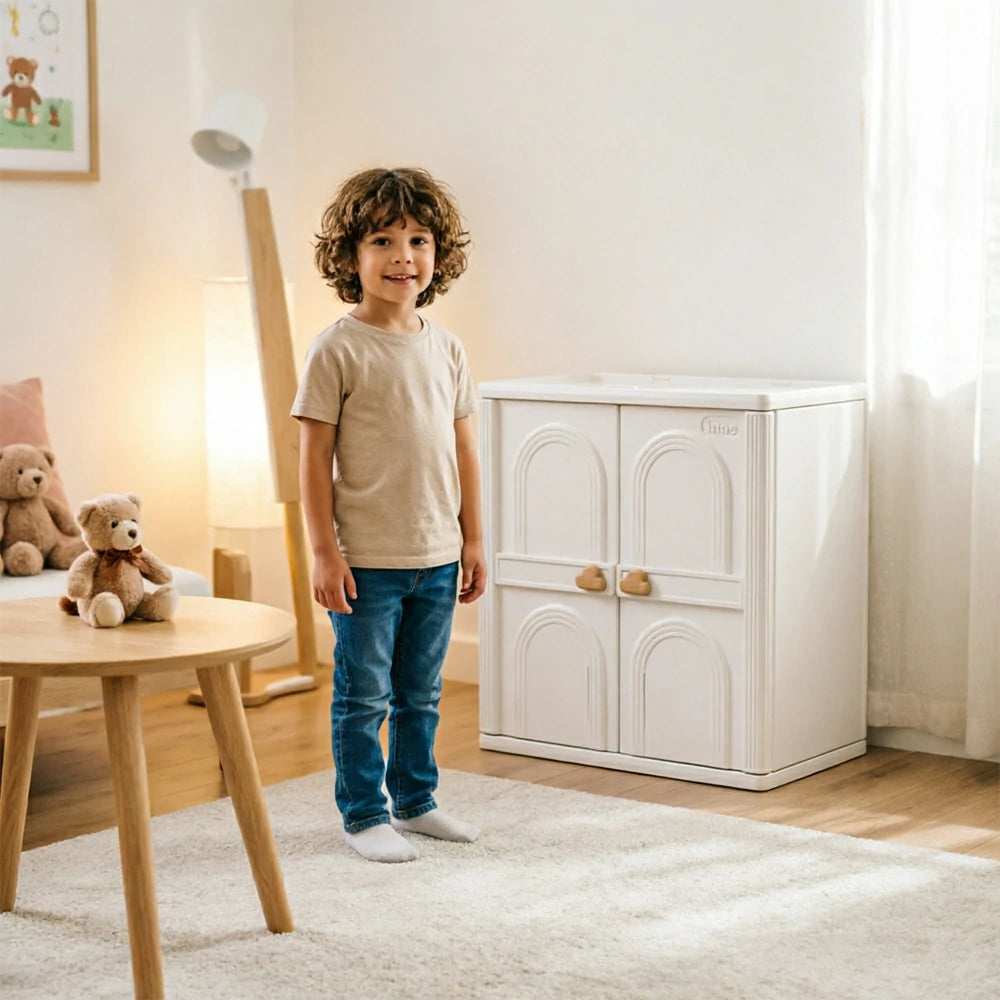 LIVARA Kids Nursery Storage Cabinet with Food-Grade PE and Top Shelf for Kids Room and Home Storage