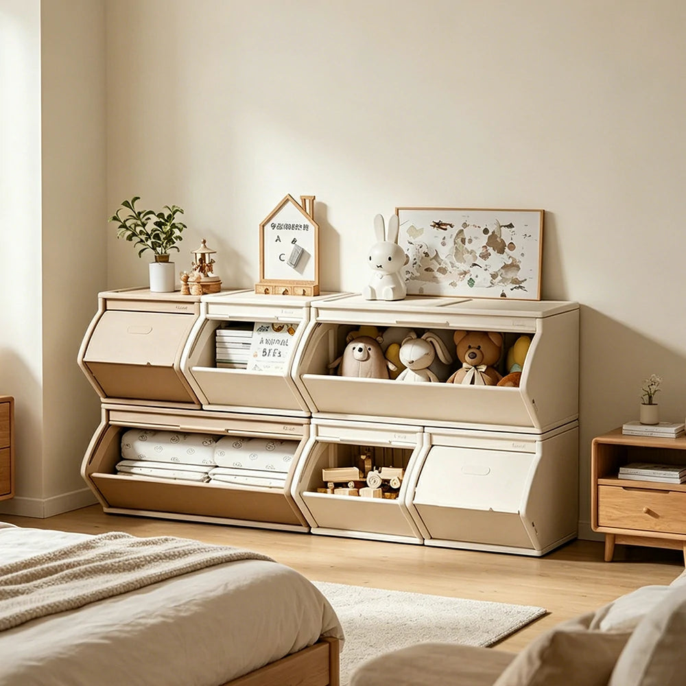 LIVARA Modular Storage Cabinet with DIY Combination and Dust-Proof Doors for Kids Room Bedroom and Living Room - Brown