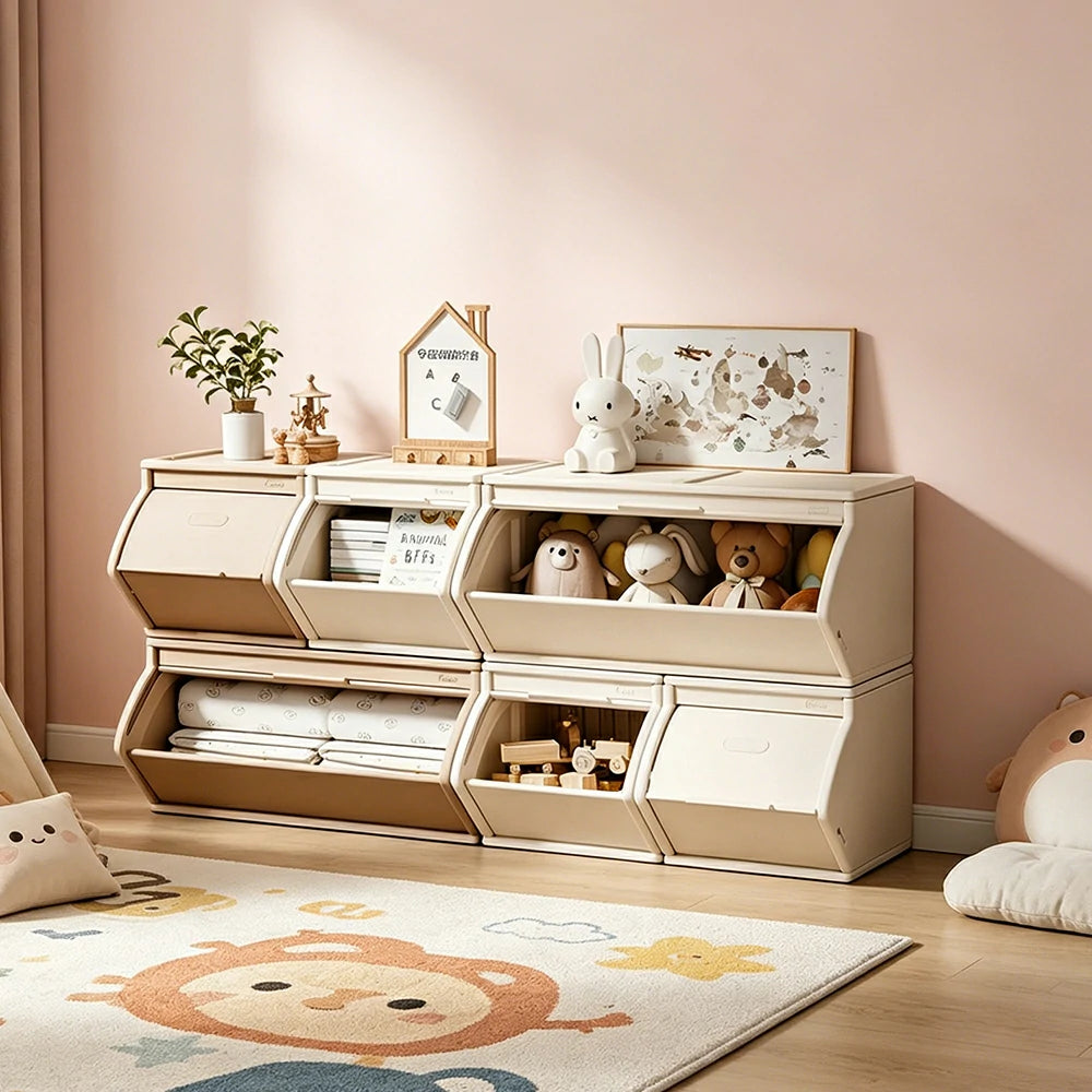 LIVARA Modular Storage Cabinet with DIY Combination and Dust-Proof Doors for Kids Room Bedroom and Living Room - Brown
