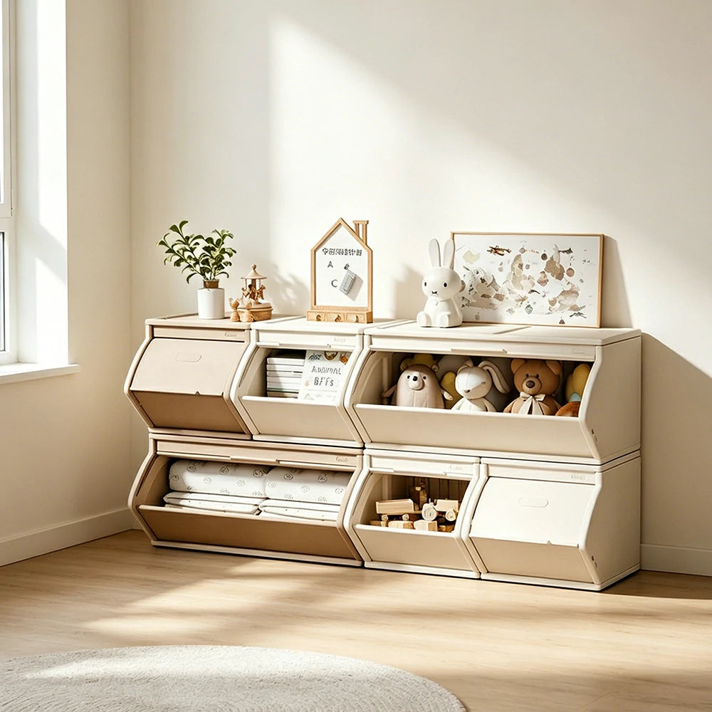 LIVARA Modular Storage Cabinet with DIY Combination and Dust-Proof Doors for Kids Room Bedroom and Living Room - Brown