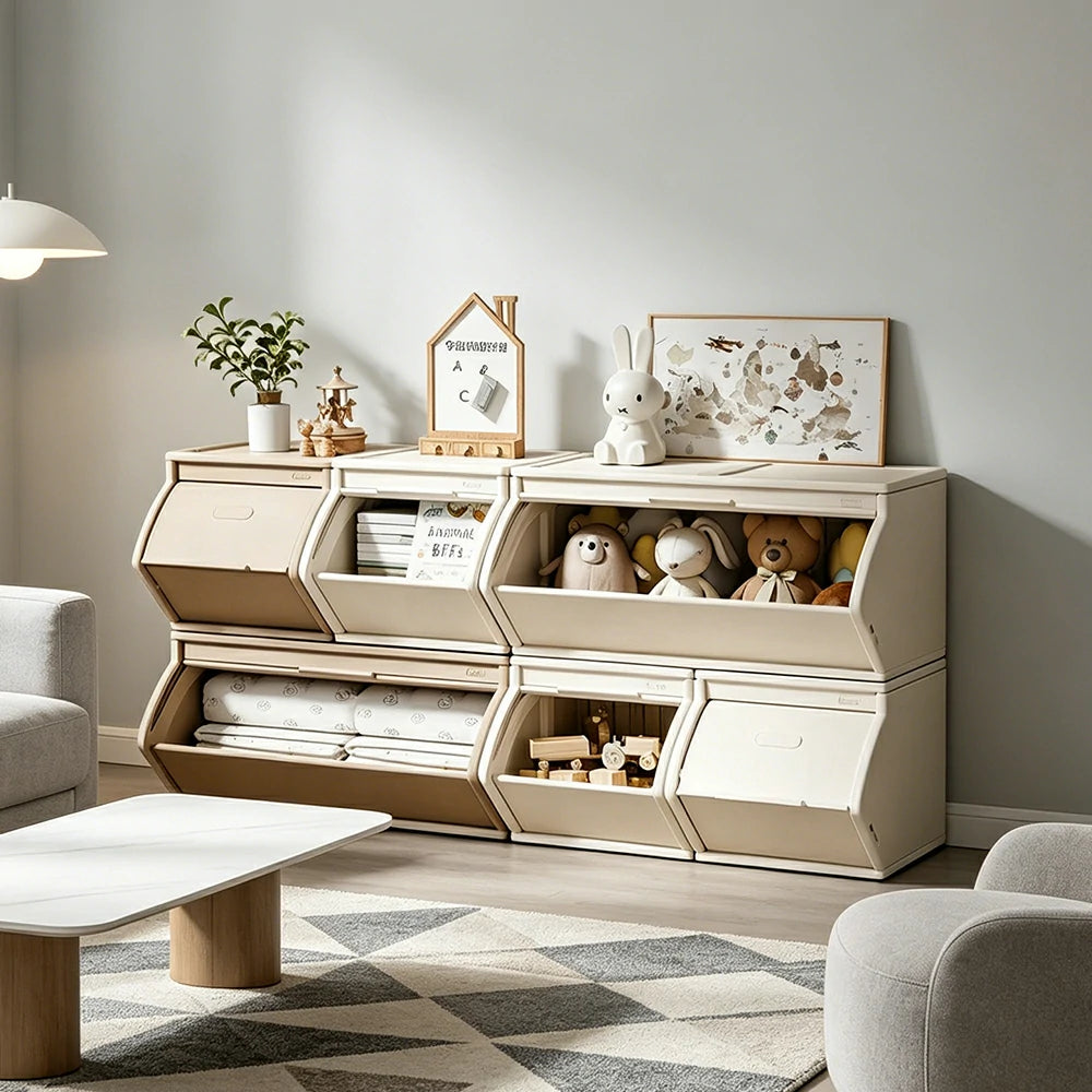 LIVARA Modular Storage Cabinet with DIY Combination and Dust-Proof Doors for Kids Room Bedroom and Living Room - Brown