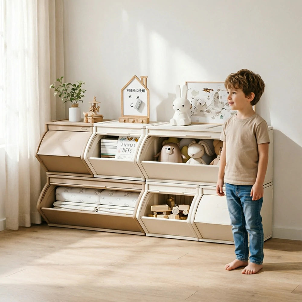 LIVARA Modular Storage Cabinet with DIY Combination and Dust-Proof Doors for Kids Room Bedroom and Living Room - Brown