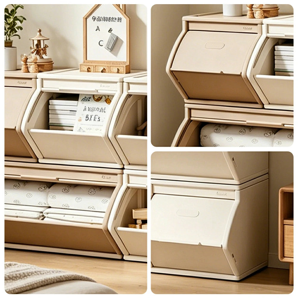 LIVARA Modular Storage Cabinet with DIY Combination and Dust-Proof Doors for Kids Room Bedroom and Living Room - Brown