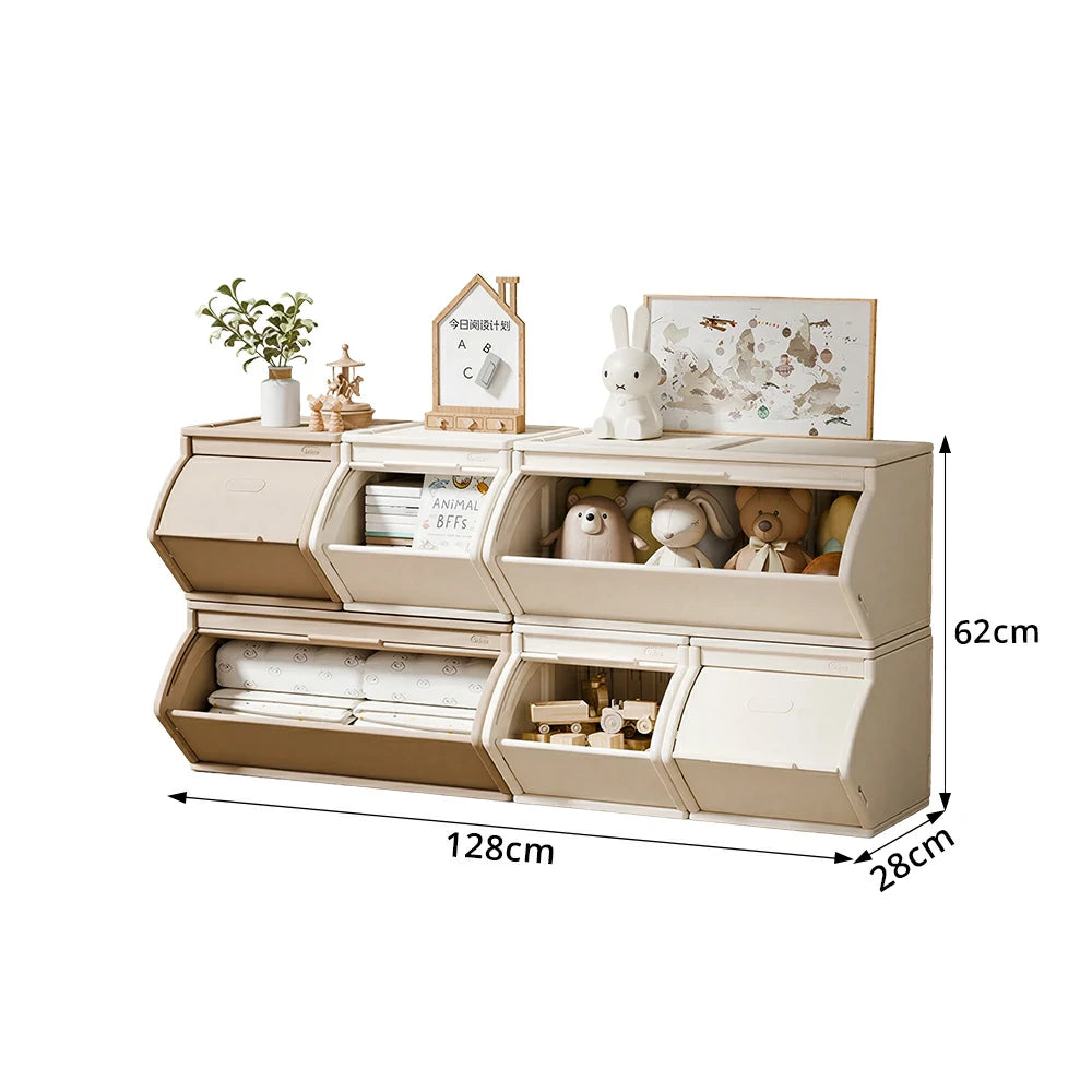 LIVARA Modular Storage Cabinet with DIY Combination and Dust-Proof Doors for Kids Room Bedroom and Living Room - Brown