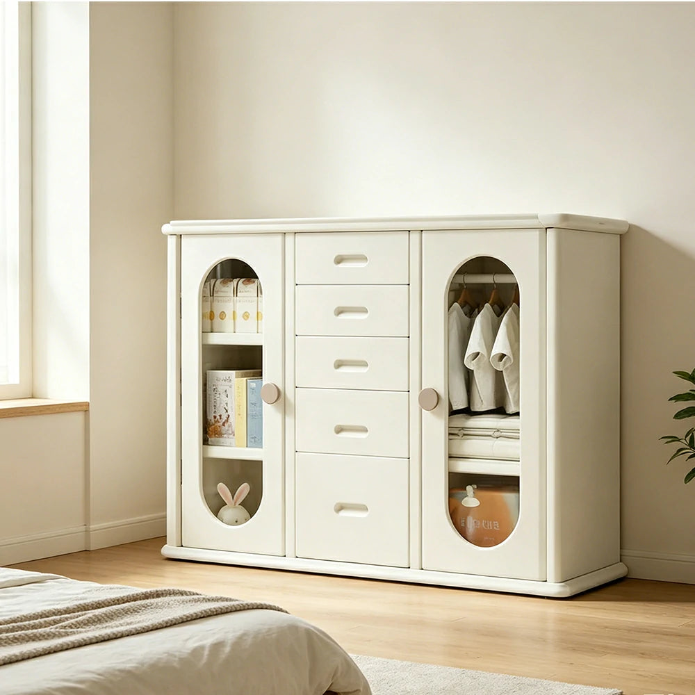 LIVARA Baby Nursery Storage Cabinet with Visual Doors and Dust-Proof Storage for Nursery and Home Organisation