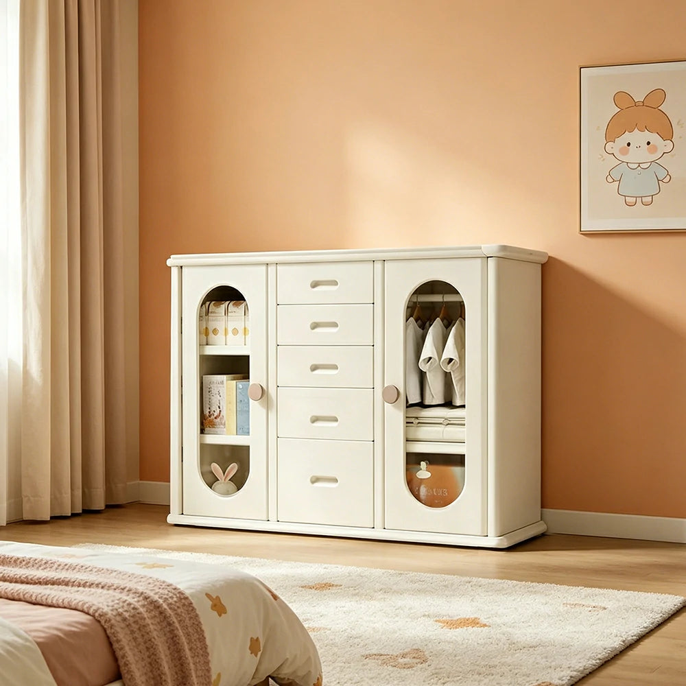 LIVARA Baby Nursery Storage Cabinet with Visual Doors and Dust-Proof Storage for Nursery and Home Organisation