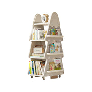 LIVARA Christmas Tree Kids Mobile Bookshelf Multi-Layer Storage with Quiet Casters for Kids Room - White