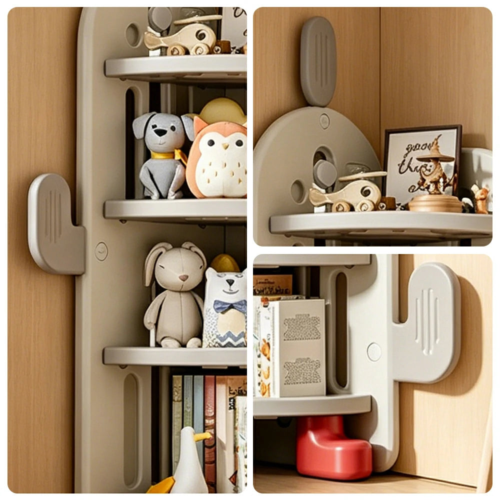 LIVARA Corner Kids Storage Cabinet 4-Tier Organised Storage Stable Anti-Tip Design for Kids Room & Play Area - White