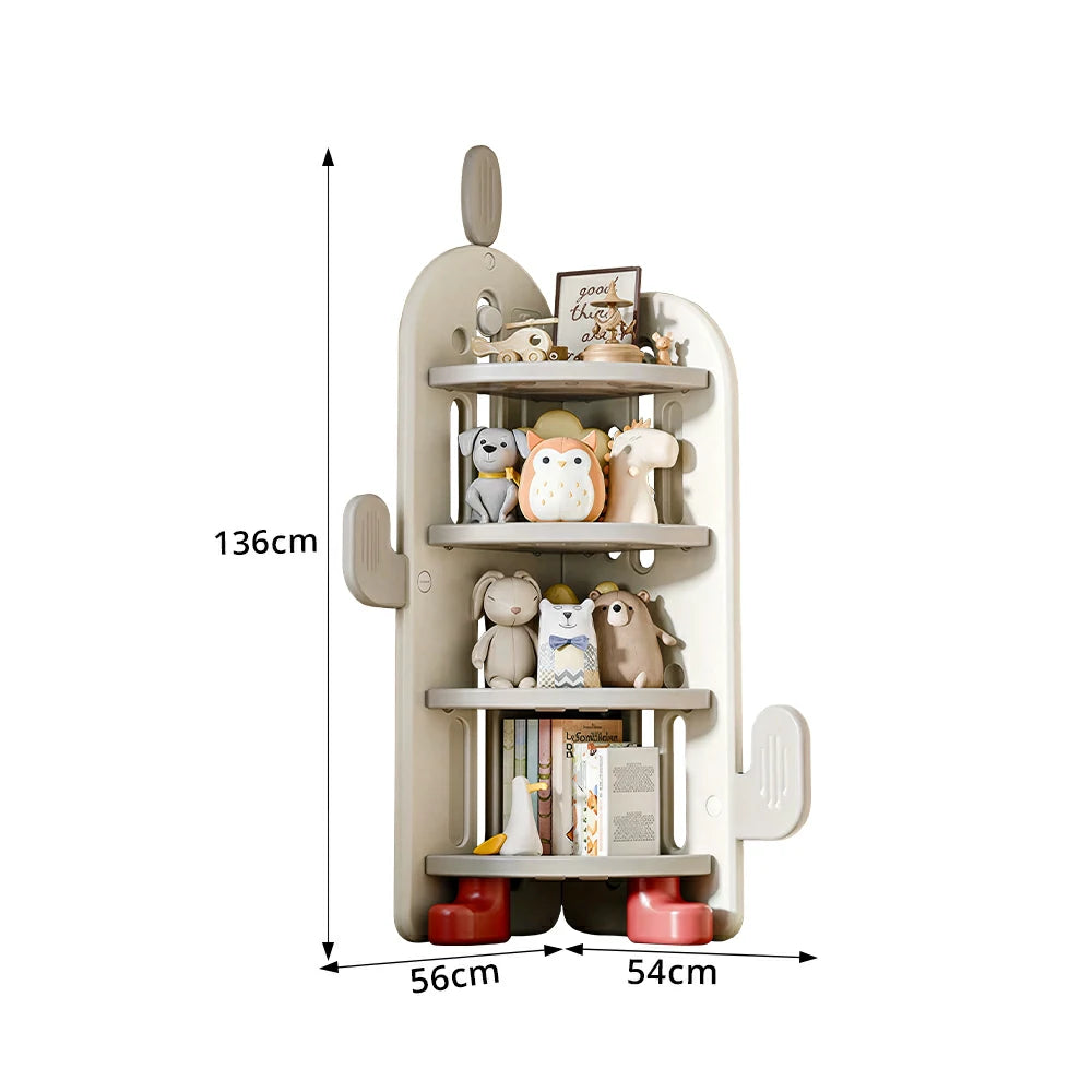 LIVARA Corner Kids Storage Cabinet 4-Tier Organised Storage Stable Anti-Tip Design for Kids Room & Play Area - White