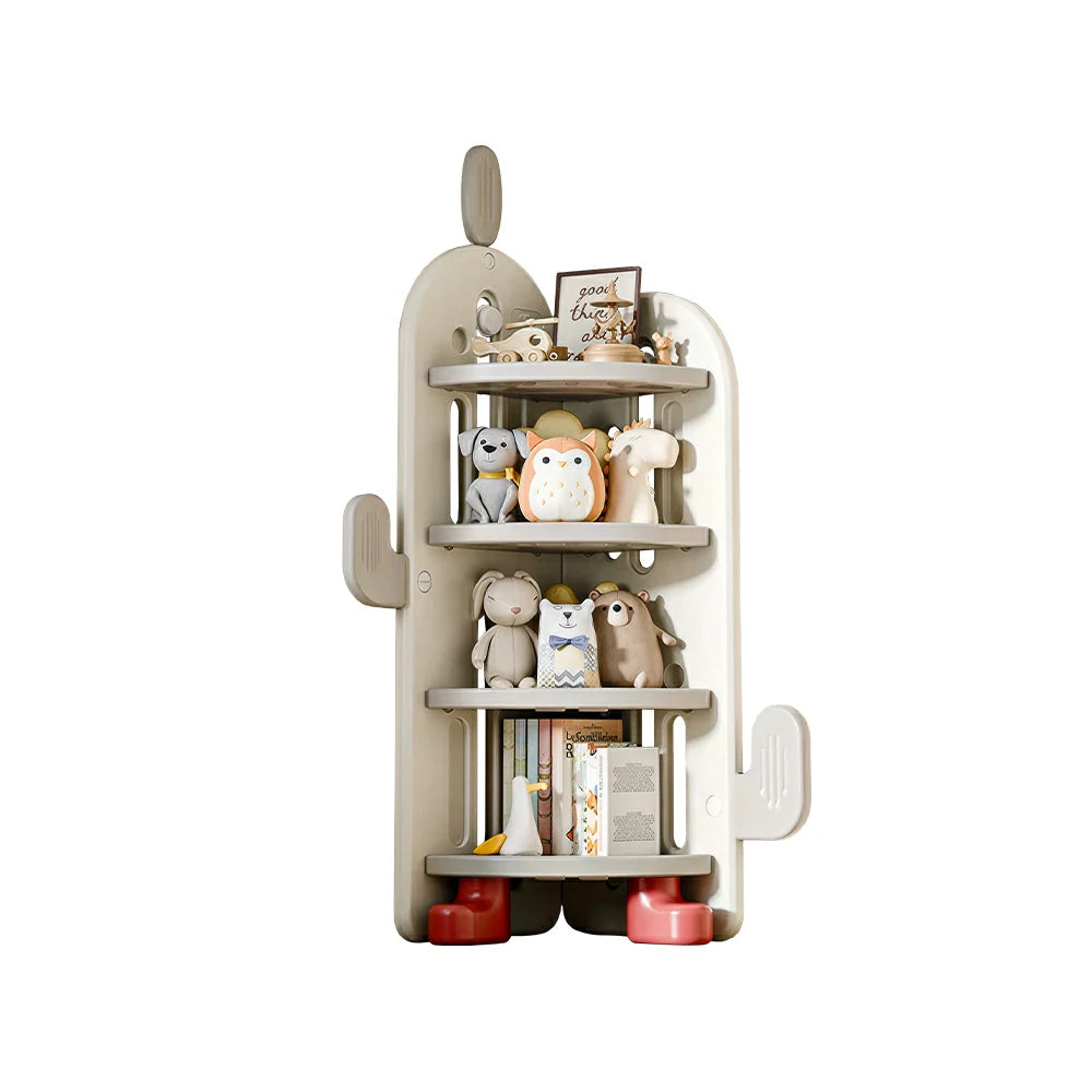 LIVARA Corner Kids Storage Cabinet 4-Tier Organised Storage Stable Anti-Tip Design for Kids Room & Play Area - White
